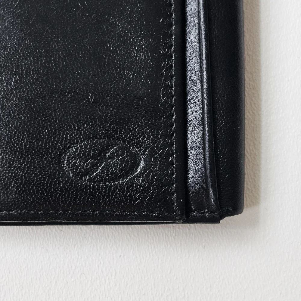 Vintage 80s Rolfs Soft Genuine Leather Black Trifold Wallet Men’s ID Window